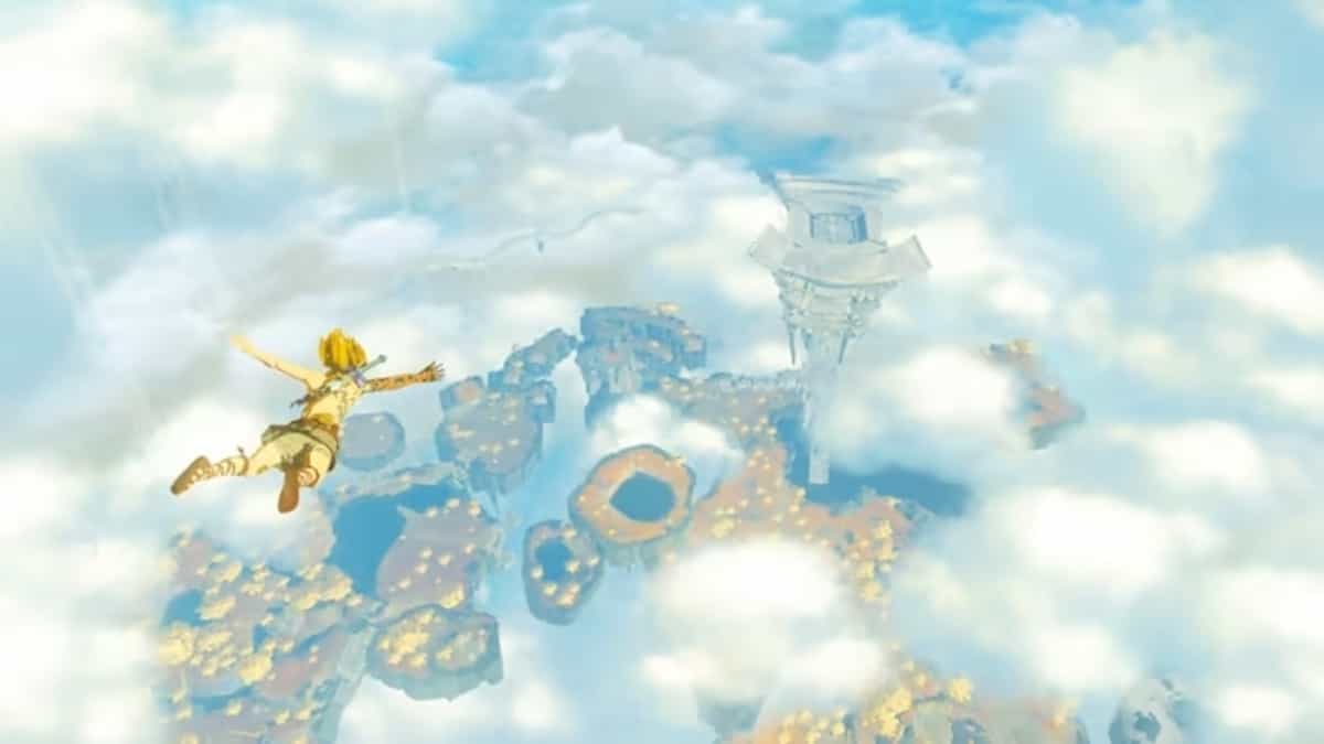 Link sky gliding in Zelda Tears of the Kingdom