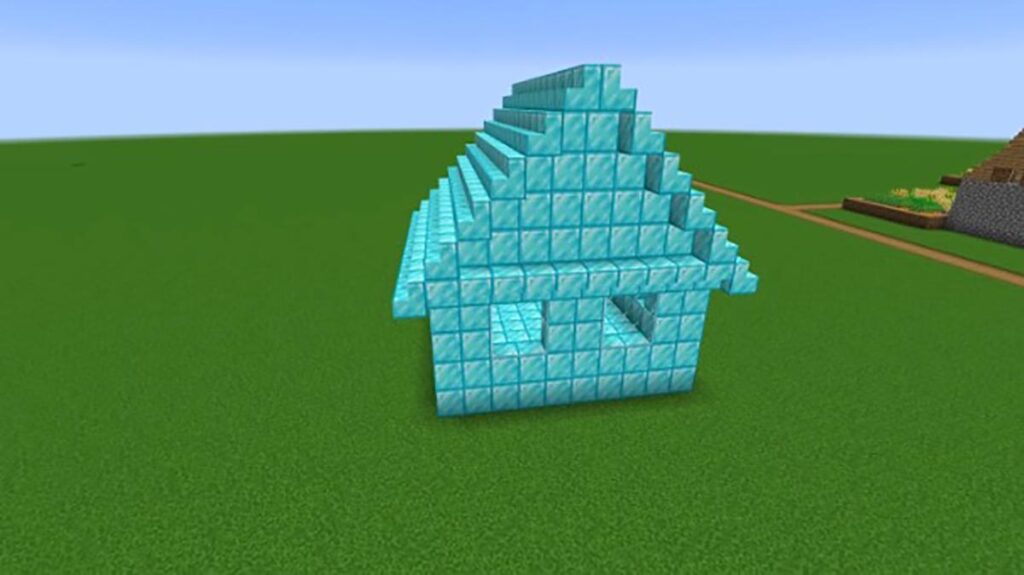 A diamond mansion in Minecraft.
