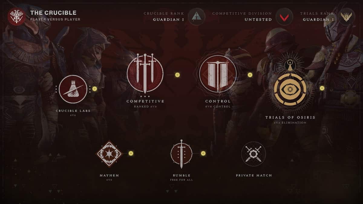 Destiny 2 Crucible Select Screen