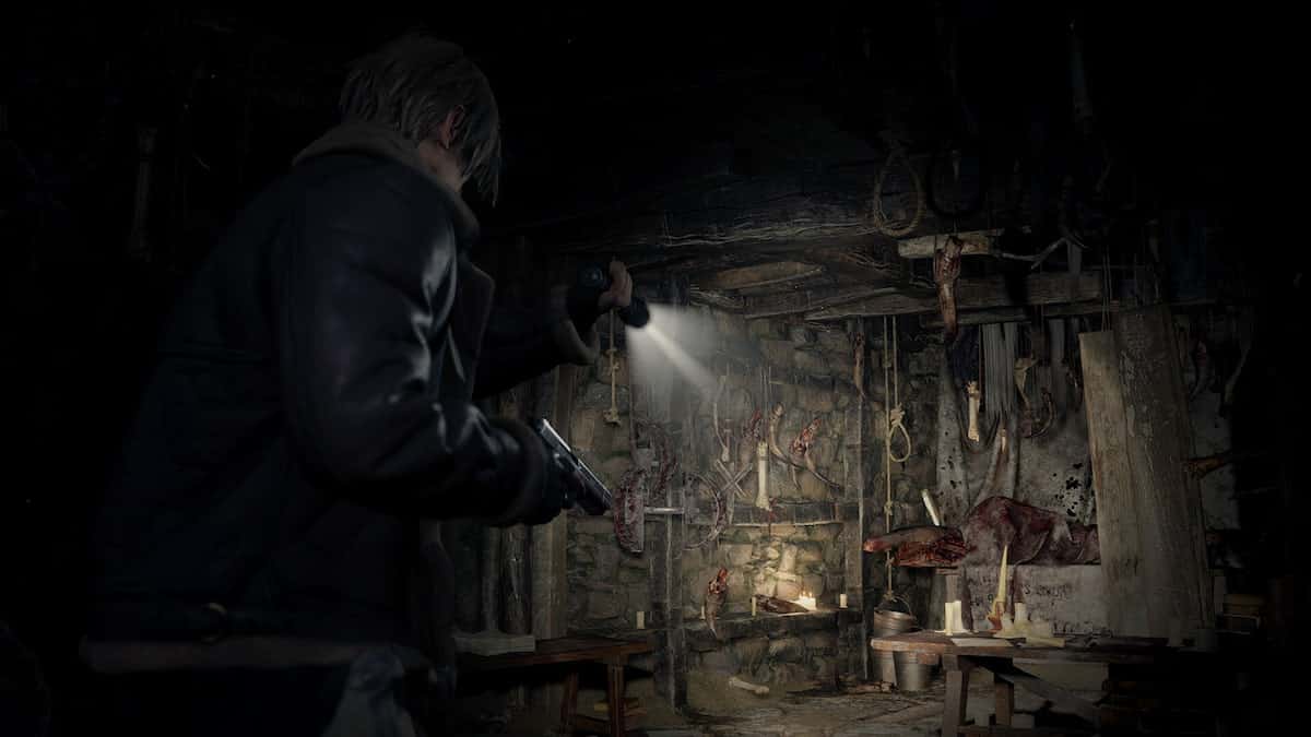 Leon in a spooky basement.