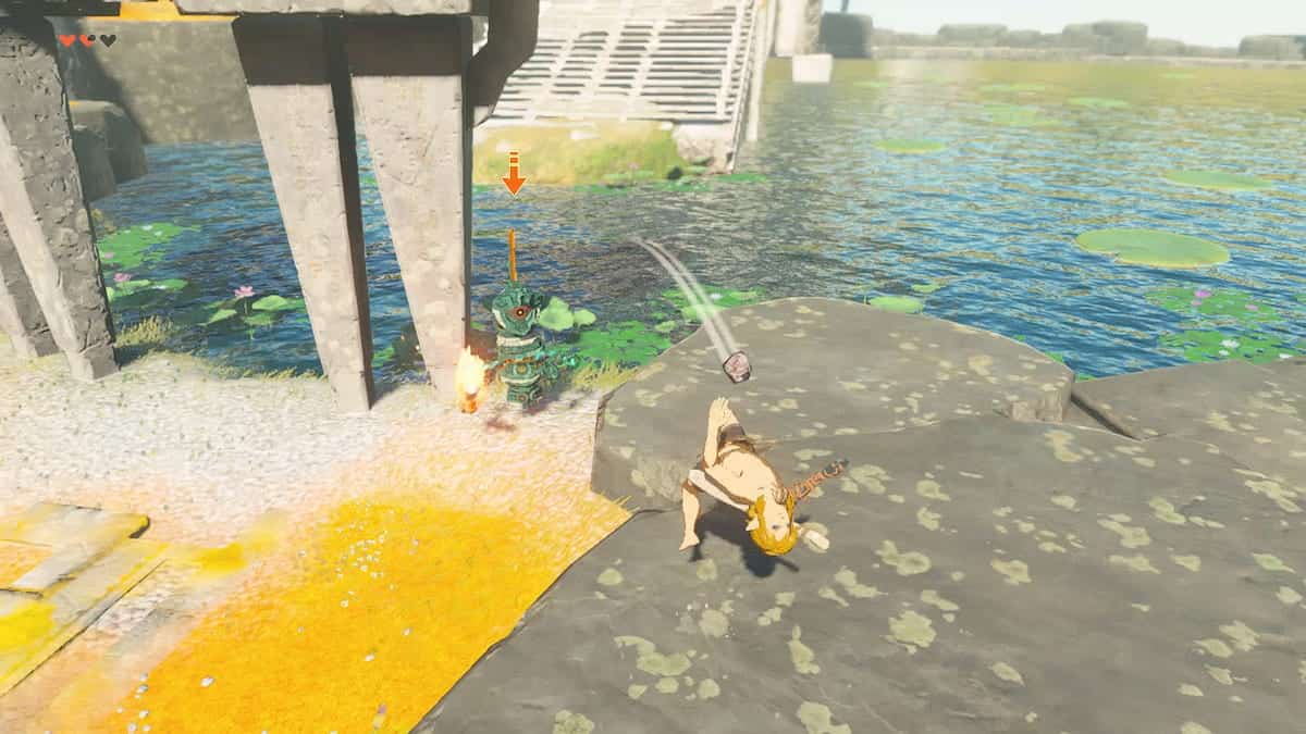 link jumping backwards while fighting a monster in tears of the kingdom