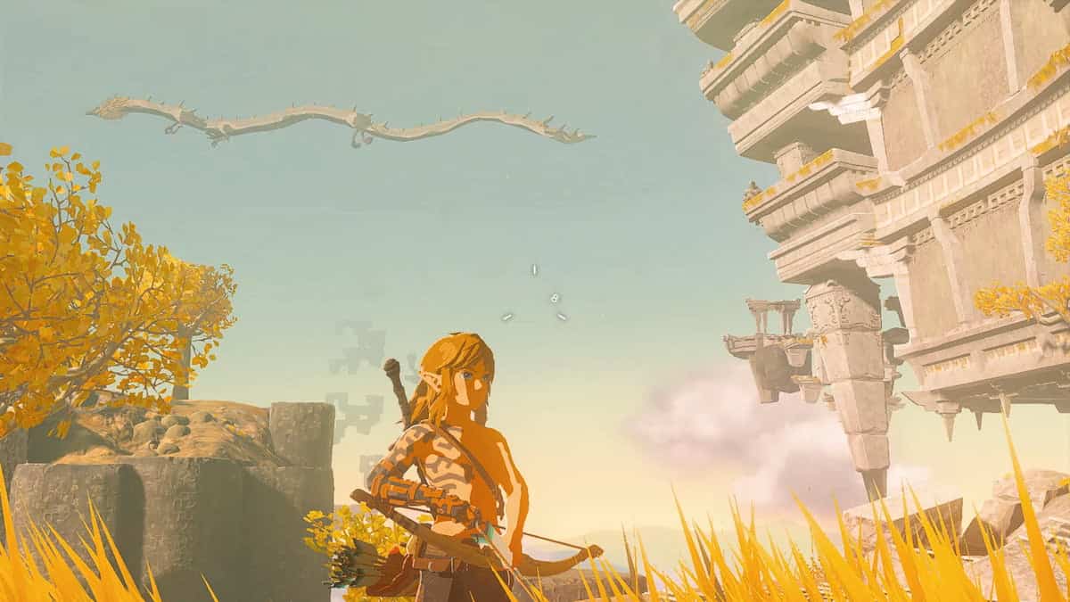 link preparing to use bow and arrow in tears of the kingdom