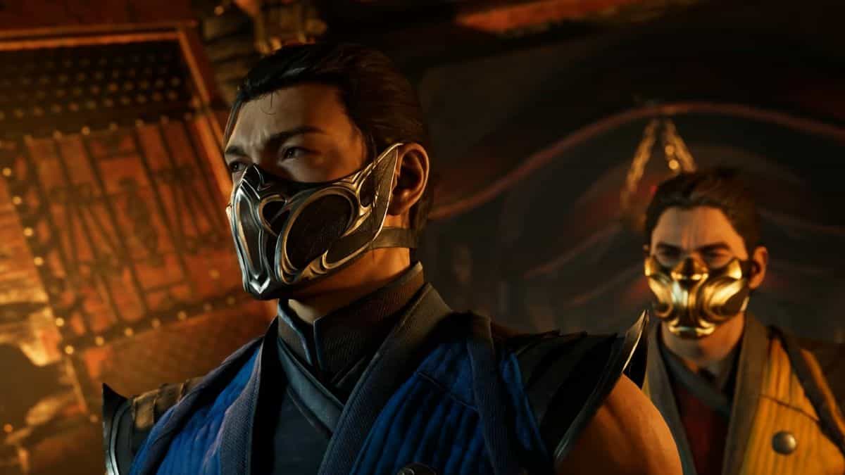 Sub zero and Scorpion sharing a moment in a dimly lit underground room before a fight in mortal kombat