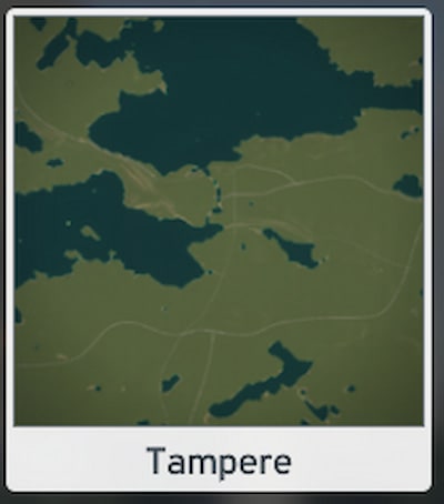 Image of the Tampere map layout in Cities Skylines 2.
