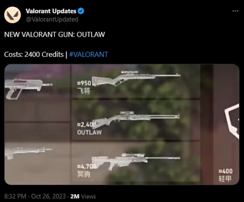 Rumored Outlaw Sniper in Valorant