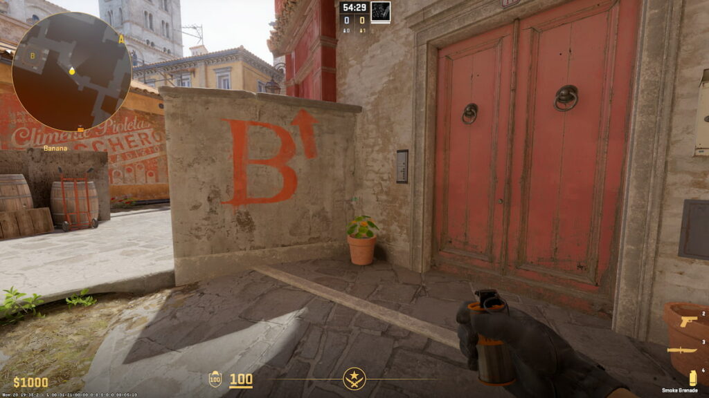Image of banana on map Inferno in CS2