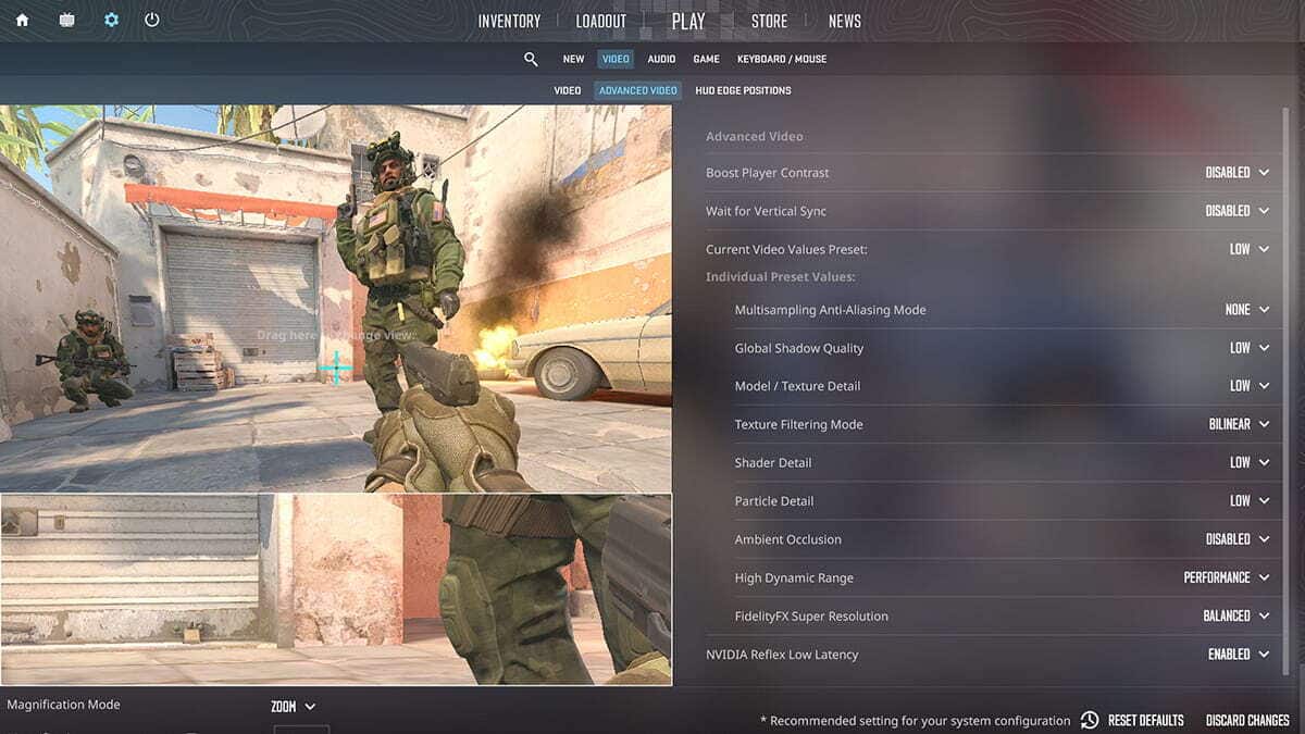 counter strike 2 graphics settings for low end pc