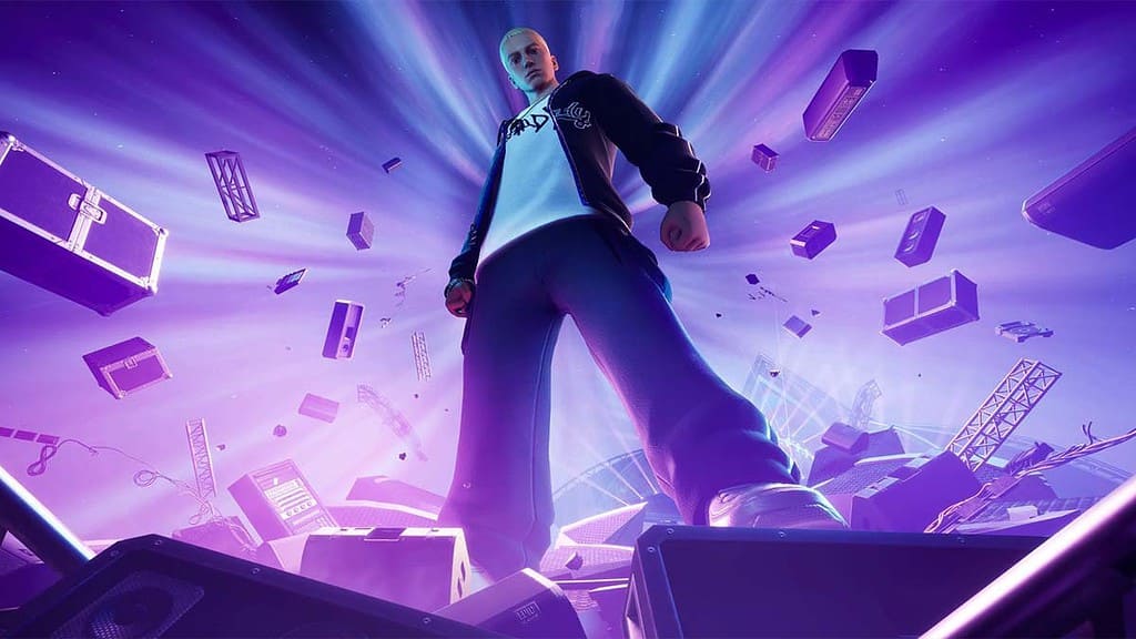 Poster of the Fortnite Big Bang event, featuring Eminem.