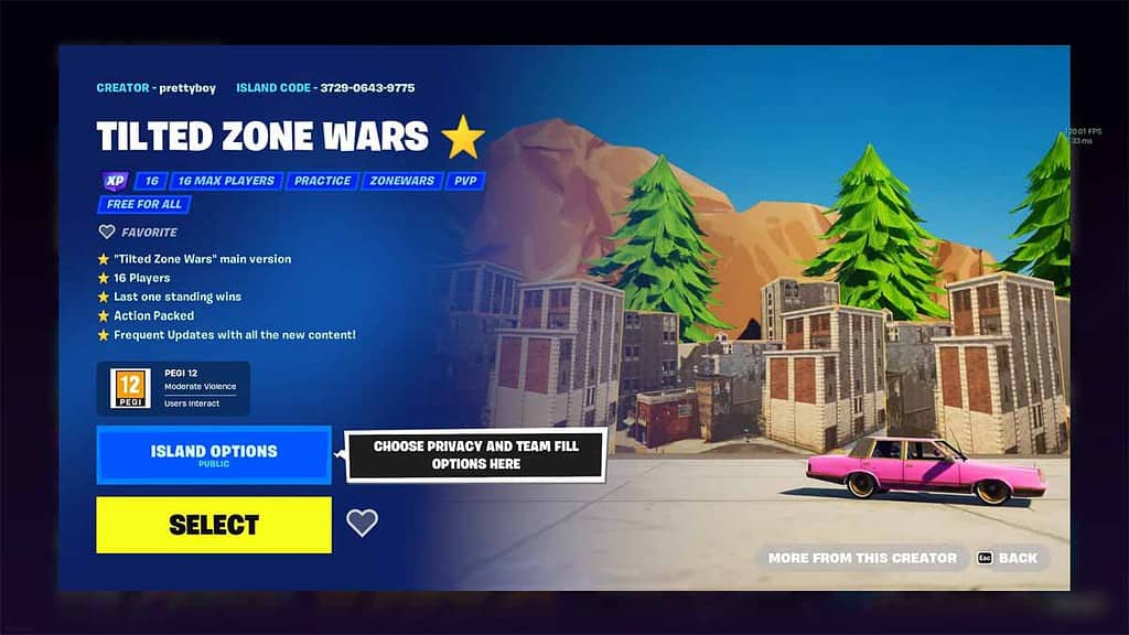 An image of Tilted Zone Wars map, best Fortnite XP maps ever.
