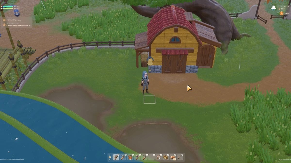 Player stands outside the barn in Coral Island