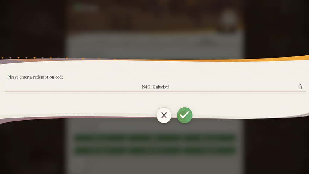 AFK Journey screenshot of promo code text bar