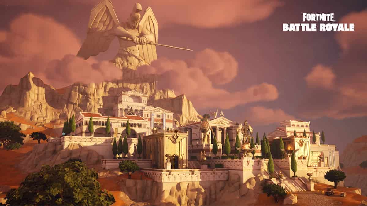 Fortnite Myths and Mortals promo image of Mount Olympus