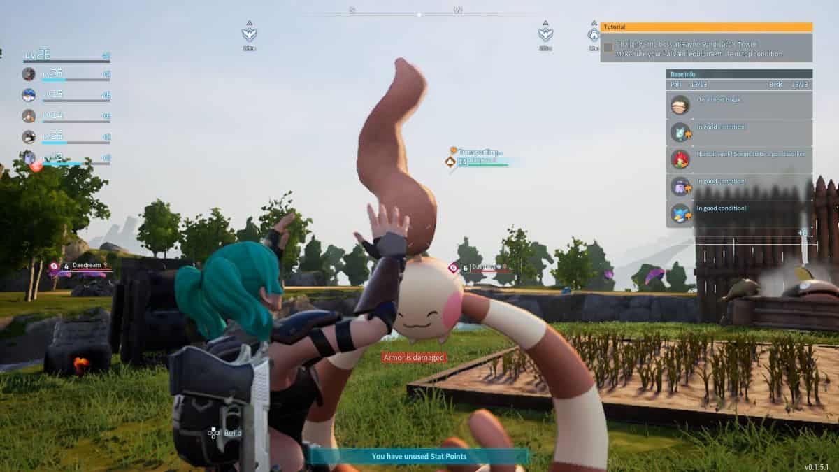 Player pats Hangyu's head in Palworld