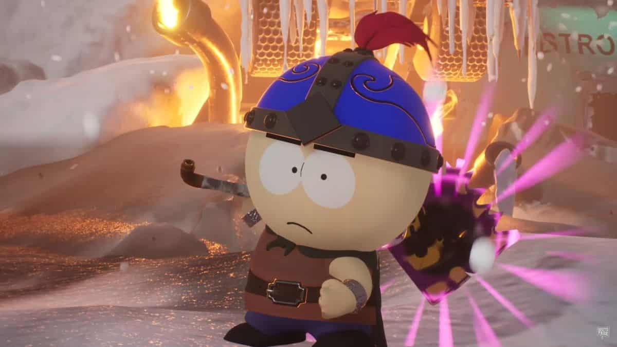 Stan wields a glowing weapon in South Park: Snow Day