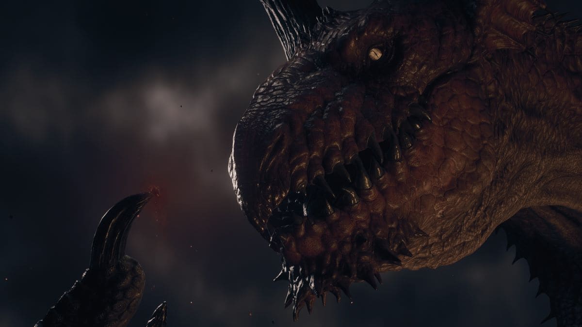 Close-up shot of a dragon in Dragon's Dogma 2
