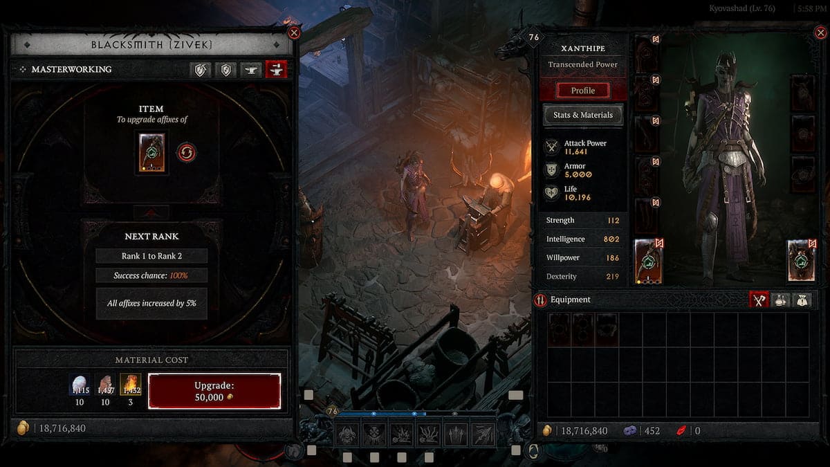 Diablo 4 Season 4 image of the new Masterworking system