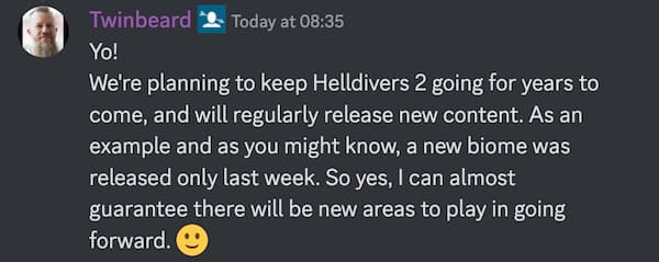 Helldivers 2 Community Managers addresses the rumours the game is dying
