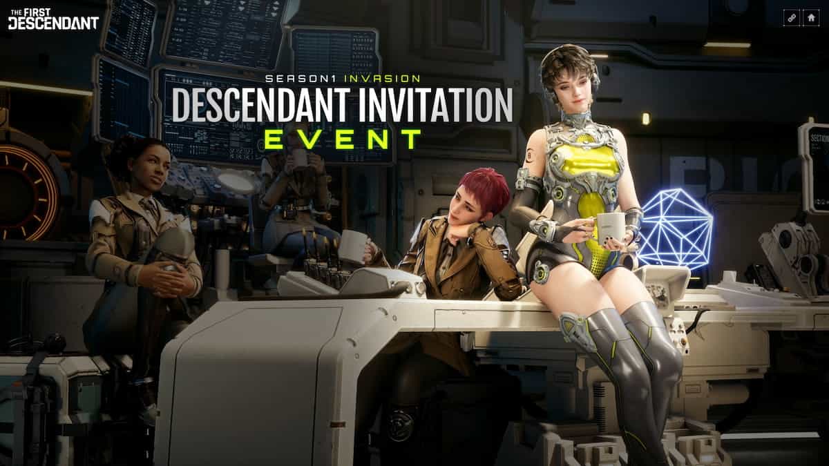 The First Descendant invitation event promo image with Luna and some other girls sitting