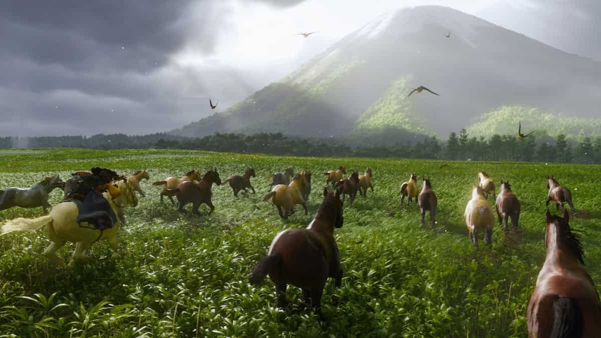 PlayStation Ghost of Yōtei a herd of horses