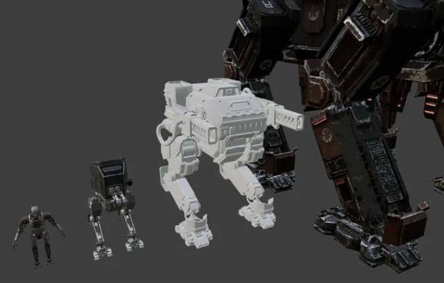 Size comparison of Automaton units in Helldivers 2