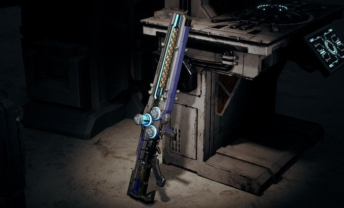 The First Descendant 1.2.0 Update voiltia weapon leaning against a chair