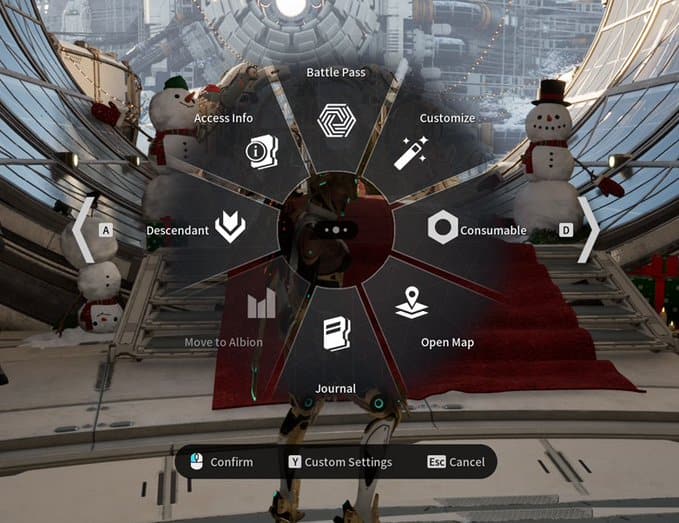 The First Descendant 1.2.0 Update ring menu in-game