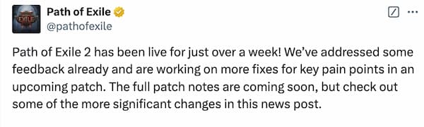 The announcement of upcoming changes and improvements in Path of Exile 2.