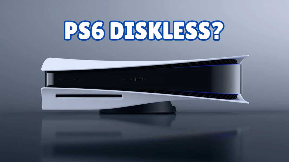 PlayStation image of a PS console with the text saying PS6 Diskless