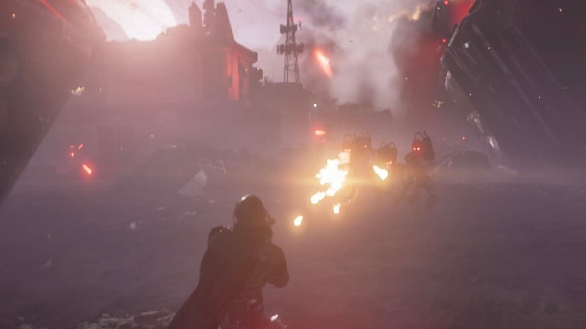 Helldivers 2 player fighting on the bot front.