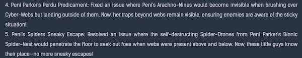 Peni Parker's patch notes in Marvel Rivals.