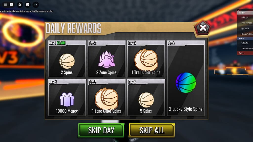 Basketball Zero daily login rewards