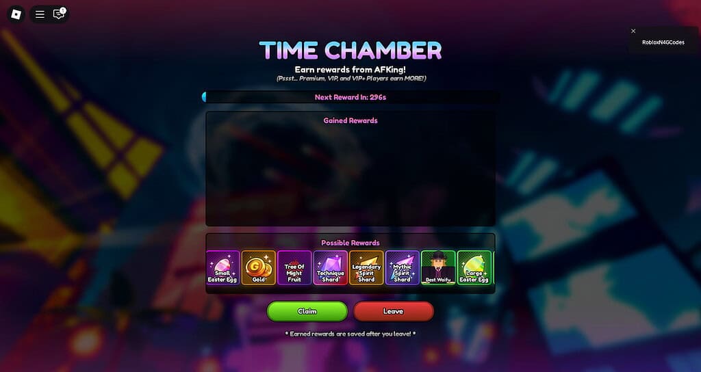 Anime Last Stand Time Zone screen showing how much time has left until the next reward