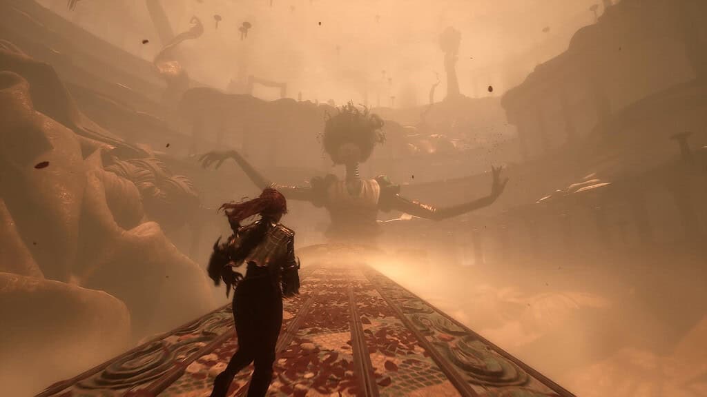 Clair Obscur: Expedition 33 image of Maelle runing over a bridge towards Sirene.