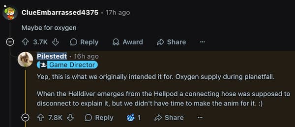 Pilestedt explains the holes in the helmets in Helldivers 2.