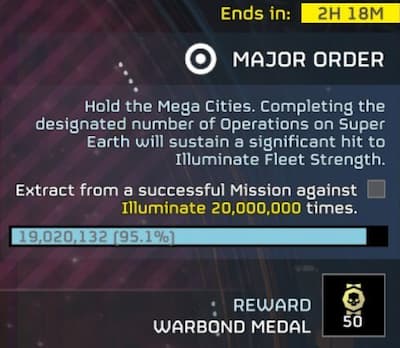 The first MO in the dual Major Order in Helldivers 2.