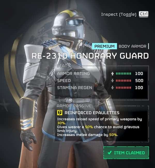 RE-2310 Honorary Guard armor received a buff in the latest Helldivers 2 patch.