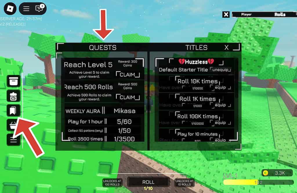 Quests in Huzz RNG.