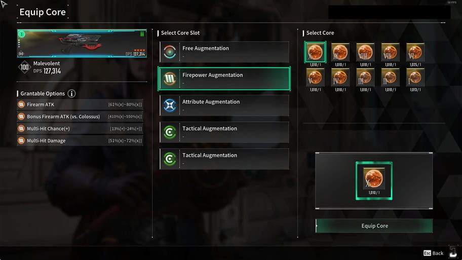 The First Descendant Weapon Cores with the Multi-Hit stat.