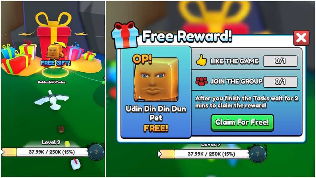 Brainrot Evolution Free rewards in the game and the rewards screen.