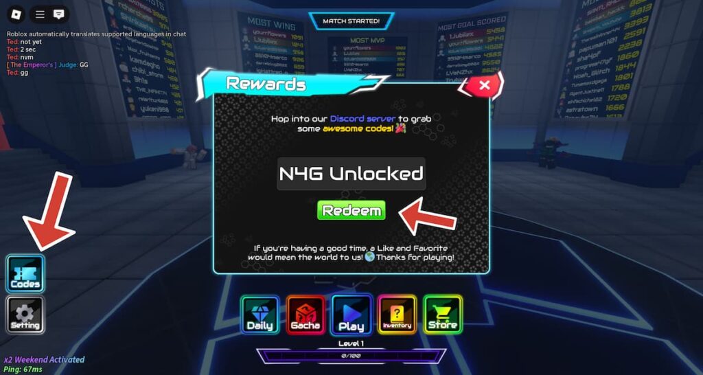 How to redeem codes in Project Egoist.