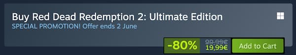 Read Dead Redemption 2 Ultimate Edition is on sale on Steam.