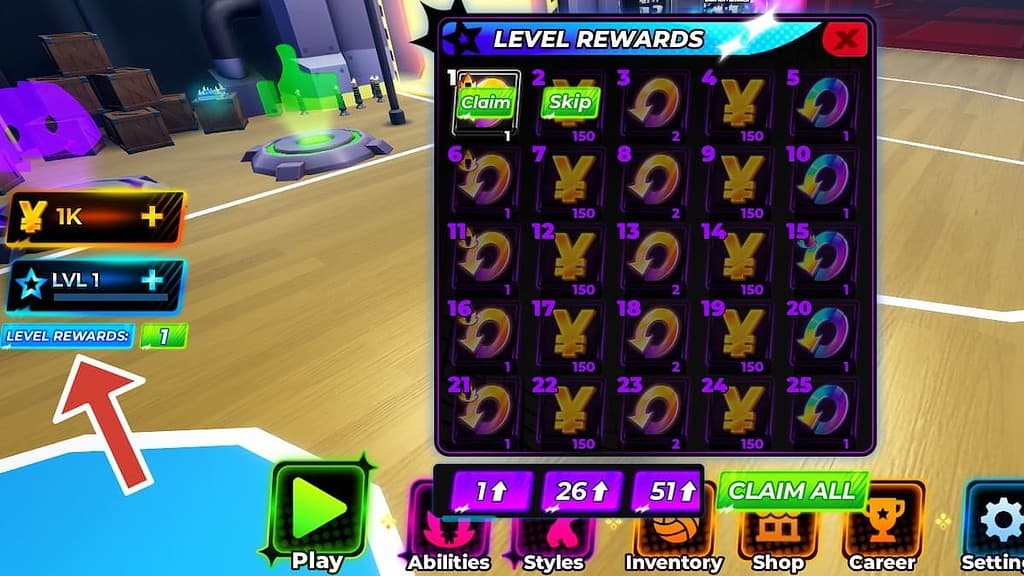 How to claim level rewards in Volleyball Legends.