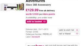 Xbox 360 Kinect UK Price is $129