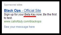 Black Ops ad on Bing.com hints of a Black Ops Beta?