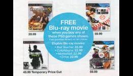 Free Blu-ray movie with PS3 titles, PS3 3D display for $250 at Target this week