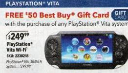 $50 gift card with PS Vita, 100% trade-in bonus at Best Buy this week