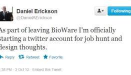 Confirmed – Daniel Erickson leaving BioWare