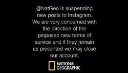 National Geographic stops posting Instagram photos in response to new terms of service