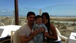 Thiago Messi afternoon stroll with dad Leo and wife Antonella