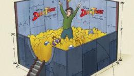 Scrooge McDuck’s Money Bin being built, and you can swim in it